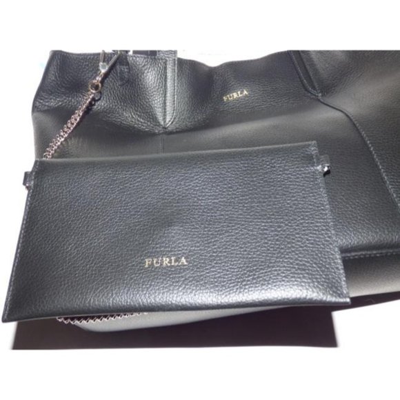 Furla New XL Black Leather Satchel w Matching Wallet - Picture 3 of 12